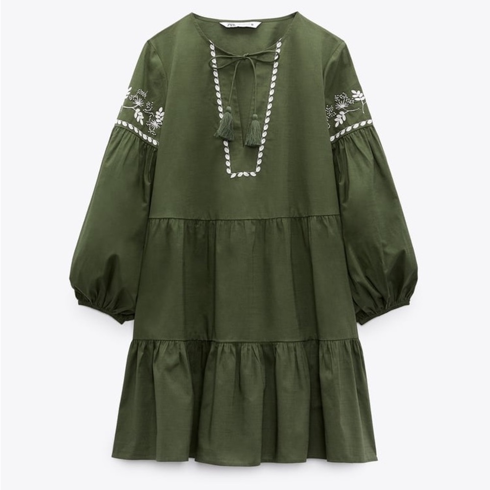 BBWT Zara Green Embroidered Dress